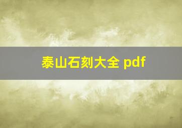 泰山石刻大全 pdf